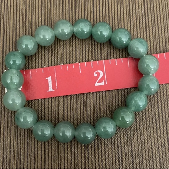 Bracelet Handmade Natural Gemstone Jade Beads Round Stretch about 9 mm - Picture 3 of 3